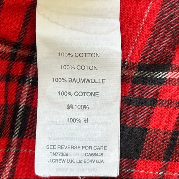 J. Crew Plaid Button Down  Top Shirt Blouse Western Boho Holiday Red Black Sz 6 - Picture 4 of 16